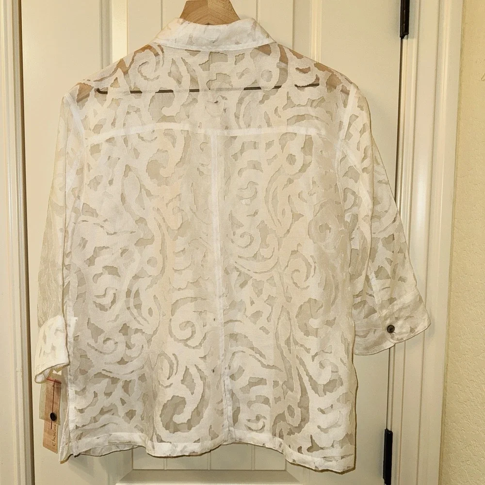 Vtg 90s NWT Choices Sheer Burnout Floral Blouse L Whimsigoth Cottagecore - Picture 2 of 8